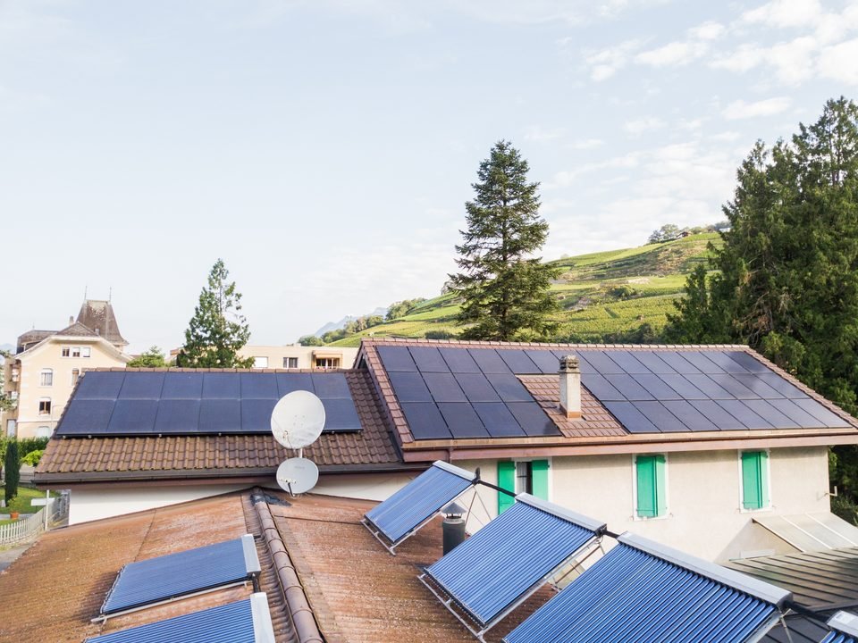 Photovoltaic panels on the company roofs